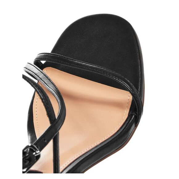 AQUA Womens Black Strappy Amy Open Toe Block Heel Buckle Slingback Sandal 8 M - Picture 4 of 4